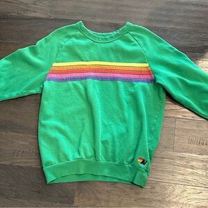 Aviator Nation Five Stripe Green Sweatshirt Size M